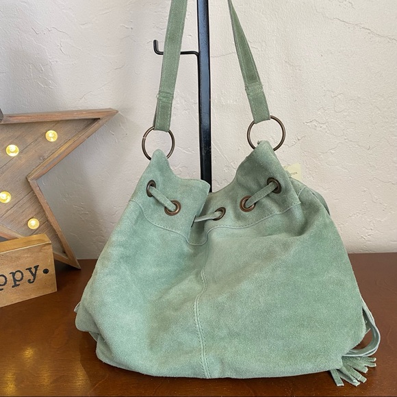 Chocolate New York mint green leather bucket bag - Picture 9 of 13